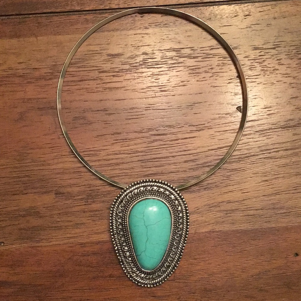Turquoise silver choker necklace
